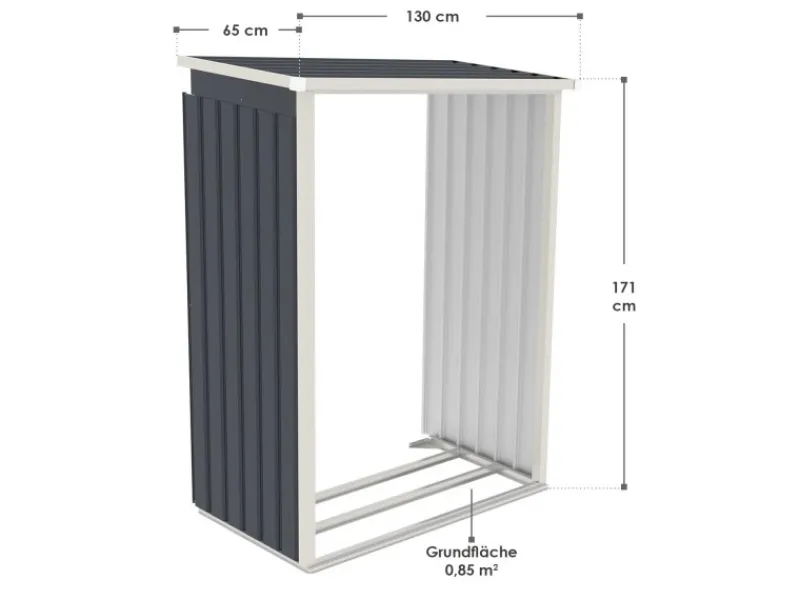 Juskys Kaminholzregale|Holzunterstand für Metall Geräteschuppen M Rechts
