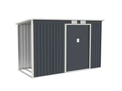 Juskys Kaminholzregale|Metall Geräteschuppen M mit Unterstand Links