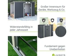 Juskys Kaminholzregale|Metall Geräteschuppen M mit Unterstand Links