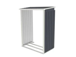 Juskys Kaminholzregale|Metall Geräteschuppen M mit Unterstand Links