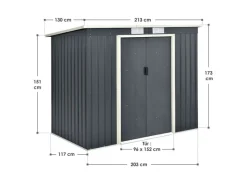 Juskys Kaminholzregale|Metall Geräteschuppen M mit Unterstand Links