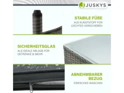 Juskys Balkonmöbel|Polyrattan Gartenmöbel Sitzgruppe Fort Myers Grau Meliert und Dunkelgraue Bezüge