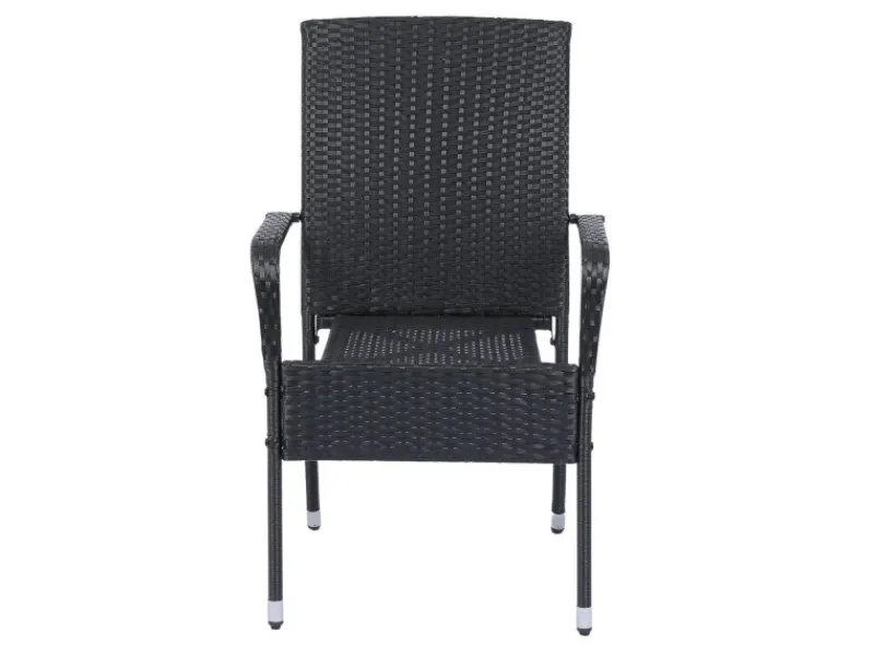 Juskys Gartenstühle|Gartenmöbel-Sets|Polyrattan Gartenstühle Yoro 8er Set Stapelbar mit Armlehnen