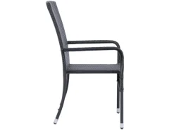 Juskys Gartenstühle|Gartenmöbel-Sets|Polyrattan Gartenstühle Yoro 8er Set Stapelbar mit Armlehnen