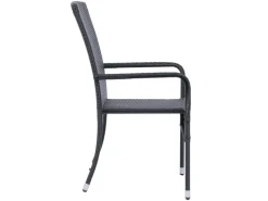 Juskys Gartenmöbel-Sets|Gartenstühle|Polyrattan Gartenstühle Yoro 6er Set Stapelbar mit Armlehnen