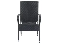 Juskys Balkonmöbel|Gartenstühle|Polyrattan Gartenstühle Yoro 2er Set Stapelbar mit Armlehnen