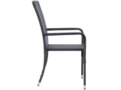 Juskys Balkonmöbel|Gartenstühle|Polyrattan Gartenstühle Yoro 2er Set Stapelbar mit Armlehnen