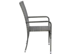 Juskys Gartenstühle|Gartenmöbel-Sets|Polyrattan Gartenstühle Yoro 4er Set Stapelbar mit Armlehnen Grau Meliert