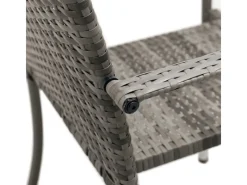 Juskys Gartenstühle|Gartenmöbel-Sets|Polyrattan Gartenstühle Yoro 4er Set Stapelbar mit Armlehnen Grau Meliert