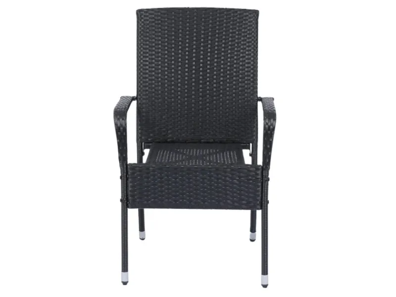 Juskys Gartenstühle|Gartenmöbel-Sets|Polyrattan Gartenstühle Yoro 4er Set Stapelbar mit Armlehnen