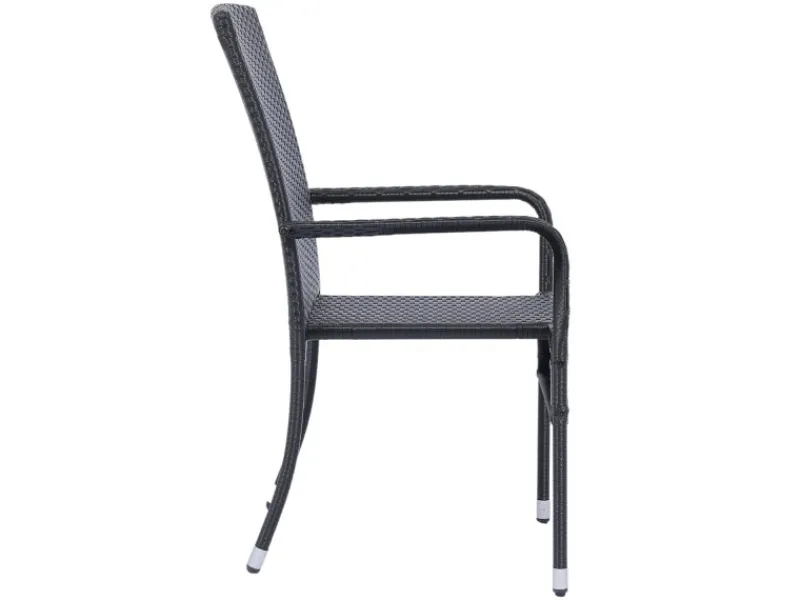 Juskys Gartenstühle|Gartenmöbel-Sets|Polyrattan Gartenstühle Yoro 4er Set Stapelbar mit Armlehnen