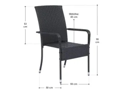 Juskys Gartenstühle|Gartenmöbel-Sets|Polyrattan Gartenstühle Yoro 4er Set Stapelbar mit Armlehnen