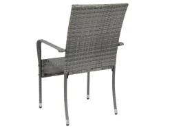 Polyrattan Gartenstühle Yoro 2er Set Stapelbar mit Armlehnen Grau Meliert*Juskys Outlet