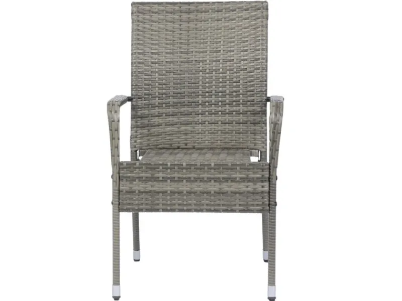 Juskys Gartenmöbel-Sets|Gartenstühle|Polyrattan Gartenstühle Yoro 6er Set Stapelbar mit Armlehnen Grau Meliert