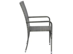 Juskys Gartenmöbel-Sets|Gartenstühle|Polyrattan Gartenstühle Yoro 6er Set Stapelbar mit Armlehnen Grau Meliert