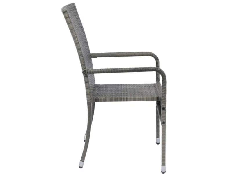 Juskys Gartenmöbel-Sets|Gartenstühle|Polyrattan Gartenstühle Yoro 6er Set Stapelbar mit Armlehnen Grau Meliert