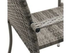 Juskys Gartenmöbel-Sets|Gartenstühle|Polyrattan Gartenstühle Yoro 6er Set Stapelbar mit Armlehnen Grau Meliert