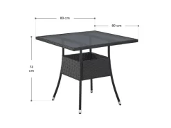 Juskys Gartentische|Polyrattan Gartentisch Yoro Quadratisch 80x80 cm
