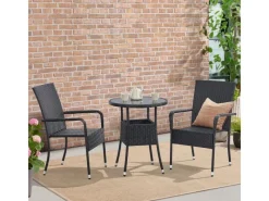 Juskys Gartentische|Polyrattan Gartentisch Yoro Rund 60 cm