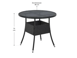 Juskys Gartentische|Polyrattan Gartentisch Yoro Rund 80 cm