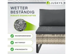 Juskys Lounge-Gartenmöbel|Auflagenboxen|Polyrattan Lounge Santorini Grau Meliert Grau