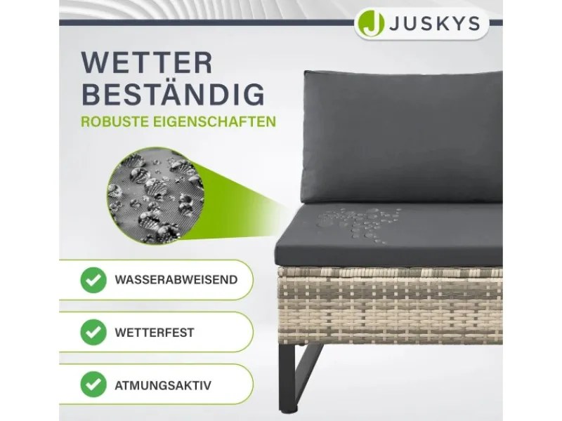 Juskys Lounge-Gartenmöbel|Auflagenboxen|Polyrattan Lounge Santorini Grau Meliert Grau