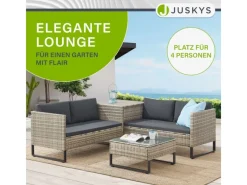 Juskys Lounge-Gartenmöbel|Auflagenboxen|Polyrattan Lounge Santorini Grau Meliert Grau