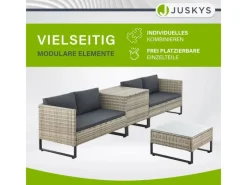 Juskys Lounge-Gartenmöbel|Auflagenboxen|Polyrattan Lounge Santorini Grau Meliert Grau
