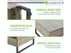 Juskys Lounge-Gartenmöbel|Auflagenboxen|Polyrattan Lounge Santorini Grau Meliert Grau