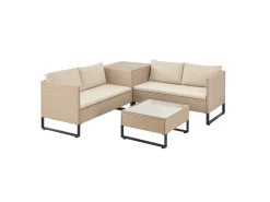 Juskys Auflagenboxen|Polyrattan Lounge Santorini Creme Sand