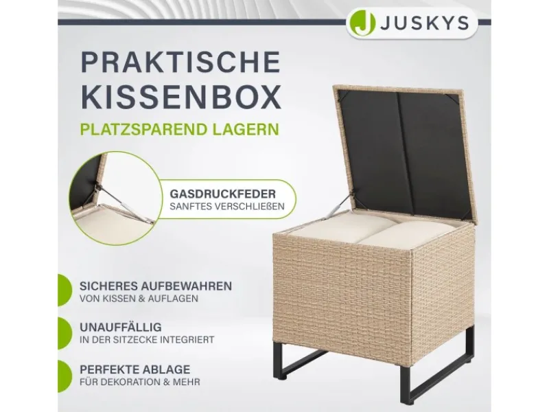 Juskys Auflagenboxen|Polyrattan Lounge Santorini Creme Sand