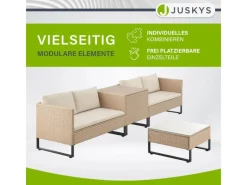 Juskys Auflagenboxen|Polyrattan Lounge Santorini Creme Sand