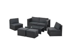 Polyrattan Lounge Salou Schwarz Grau*Juskys