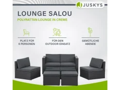 Polyrattan Lounge Salou Schwarz Grau*Juskys