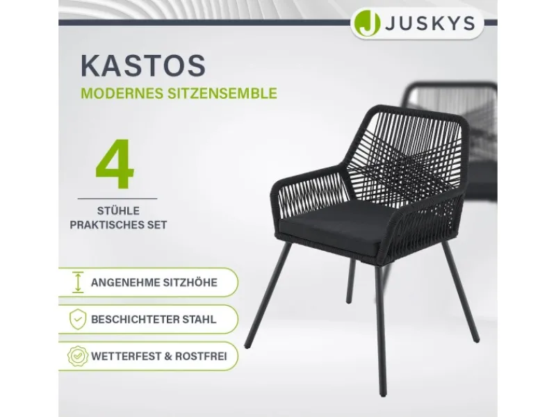 Rope Gartenstühle Kastos 4er Set*Juskys Sale