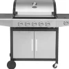 Justus Gasgrills|Ares Pro BBQ-Gasgrill 5 Hauptbrenner und 1 Seitenbrenner Edelstahl