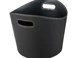 Kaminholzkorb Lederoptik Ø 39 cm Schwarz* Sale