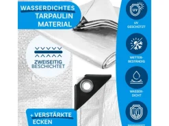 Karat Pool Abdeckung|Abdeckplane Wasserdichte Plane mit Ösen Schutzplane 240 g/m² 1,5 x 6 m