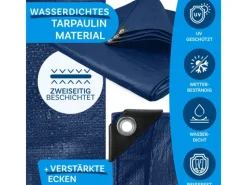 Karat Pool Abdeckung|Abdeckplane Wasserdichte Plane mit Ösen Schutzplane 140 g/m² 1,5 x 6 m