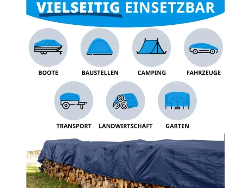 Karat Quads|Abdeckplane Wasserdichte Plane mit Ösen Schutzplane 140 g/m² 10 x 15 m