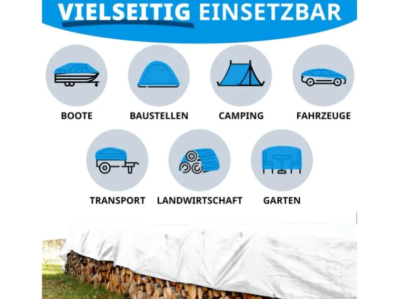 Karat Pool Abdeckung|Abdeckplane Wasserdichte Plane mit Ösen Schutzplane 140 g/m² 8 x 12 m