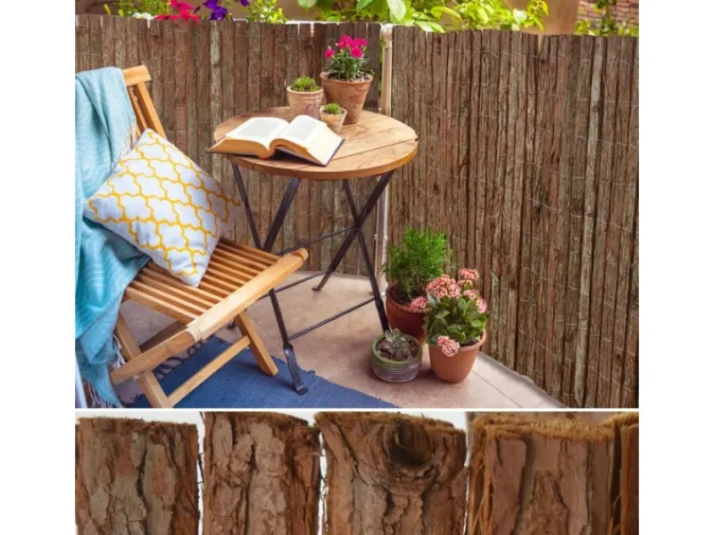 Baumrindenmatte - Dekorativer Sichtschutz für Balkon und Garten aus Baumrindenstreifen - 200 x 300 cm*Karat Online