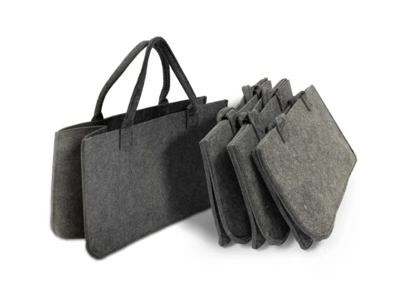 Karat Kaminholzregale|Filztasche Conny Kaminholztasche 4er Set Einkaufstasche Faltbar Anthrazit