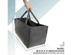 Karat Kaminholzregale|Filztasche Conny Kaminholztasche 4er Set Einkaufstasche Faltbar Anthrazit