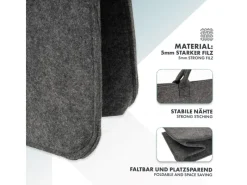 Karat Kaminholzregale|Filztasche Conny Kaminholztasche 4er Set Einkaufstasche Faltbar Anthrazit