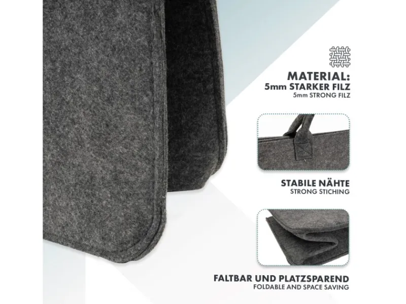 Karat Kaminholzregale|Filztasche Conny Kaminholztasche 4er Set Einkaufstasche Faltbar Anthrazit