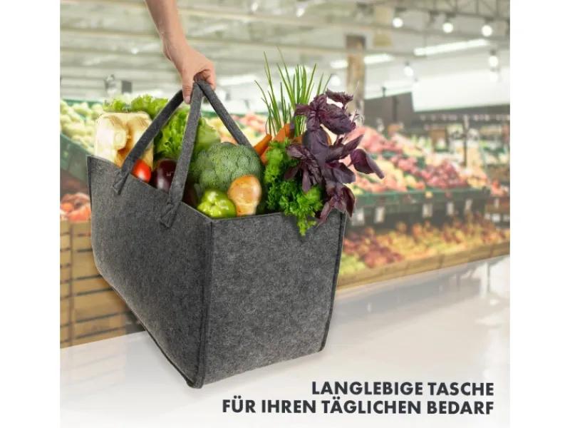 Karat Kaminholzregale|Filztasche Conny Kaminholztasche 4er Set Einkaufstasche Faltbar Anthrazit