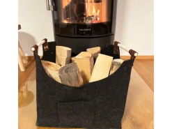 Filztasche Vesta Kaminholztasche Faltbar und Mit Verstärktem Griff Schwarz*Karat Online