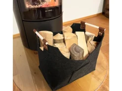 Filztasche Vesta Kaminholztasche Faltbar und Mit Verstärktem Griff Schwarz*Karat Online