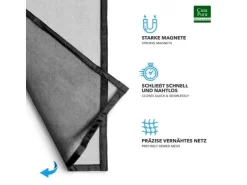 Fliegengitter Johnny Gestreift Klebemontage Klettverschluss 90 x 210 cm*Karat Hot